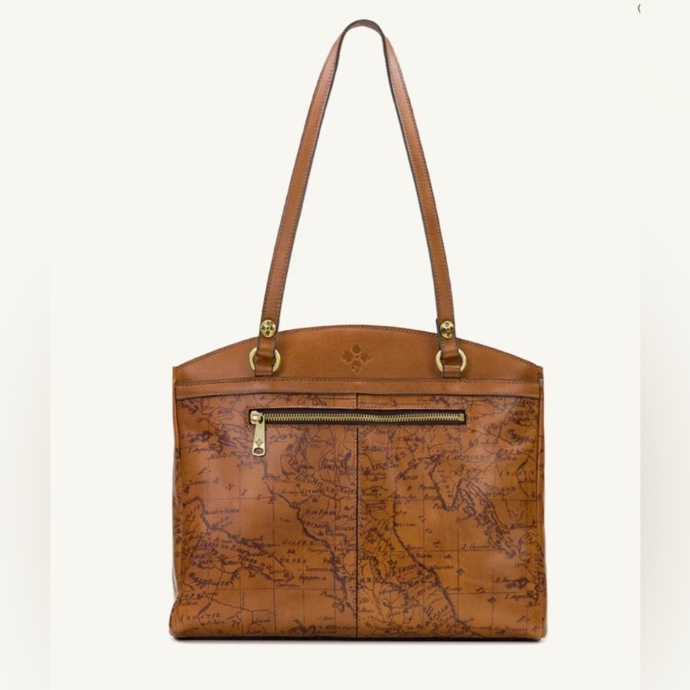 Patricia Nash- GUC-  Leather Poppy Tote in Signature Map Brown Shoulder Handbag